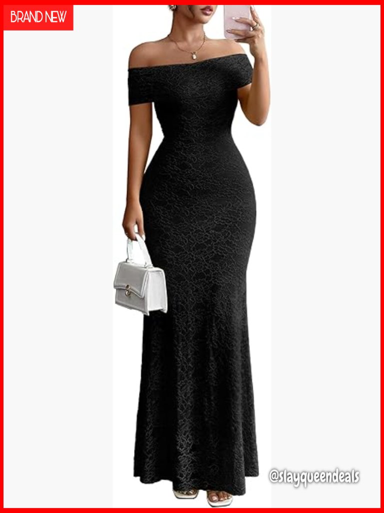 Off The Shoulder Bodycon Maxi Dress Wedding Guest Cocktail Formal